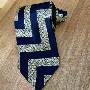 Tommy Hilfiger Mens Stripe Neck Tie Gold Blue